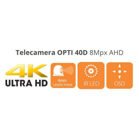 Cámara de videovigilancia OPTI 40D 8Mpx 4K UHD AHD 3264x2448p AHD, TVI, CVI, CVBS