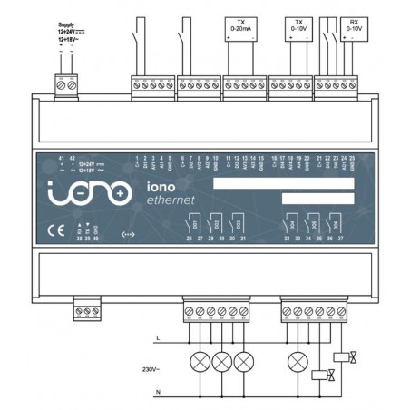 IONO SOLO - Professional I / O shield interface for Arduino case DIN bar board
