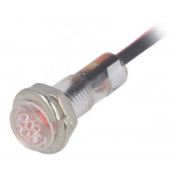 Flat LED light 12VDC Hole Ø5,2mm IP40 polycarbonate UL94V-2 red color