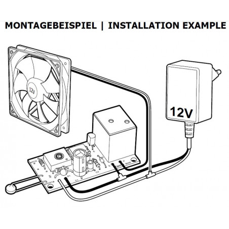 KIT termostato caldo freddo soglia regolabile sonda NTC 12V DC con uscita a relè