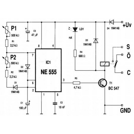 KIT Temporizador con intervalos ajustables 200 ms - 100 s 11 -15V DC Salida de relé