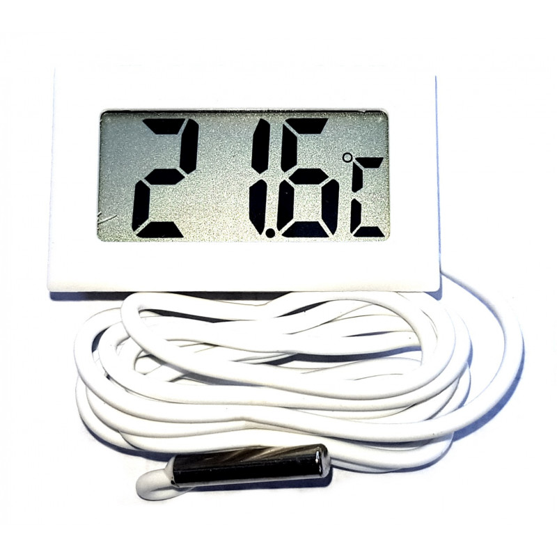 Digitalpanel-Thermometer -20 ° C + 70 ° mit weißer Batterie 1 m Sonde