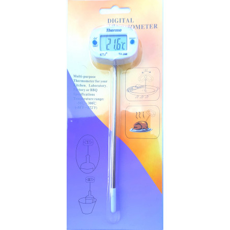 Thermomètre numérique pour aliments avec écran LCD et sonde en acier inoxydable de 15 cm