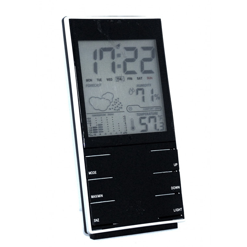 Weather station with alarm clock 24h historical weather forecast backlit