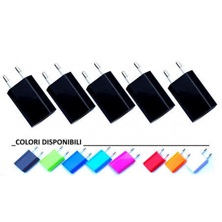Alimentatore USB 5V 1A a spina colorato input 100-240V 0.15A ultracompatto