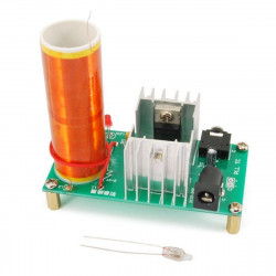 KIT Mini bobina tesla musical 15 - 24 V DC entrada de audio jack de alto voltaje