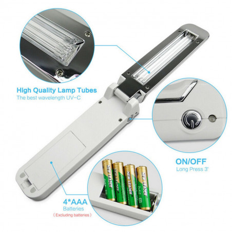 Tragbare batteriebetriebene UV-C-Sterilisatorlampe + USB-Kleidungsmasken