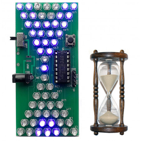 KIT Reloj de arena electrónico con 57 LED animados de 5V DC de velocidad ajustable