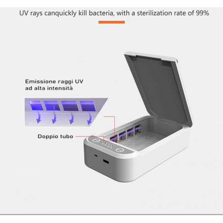 Sterilizzatore ultravioletti UV-C e ozono USB 182x218x47 cell maschere occhiali