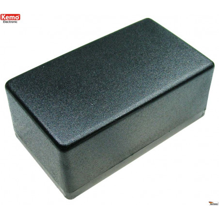 Black plastic container 120x70x50 mm opening 4 screws half eurocard