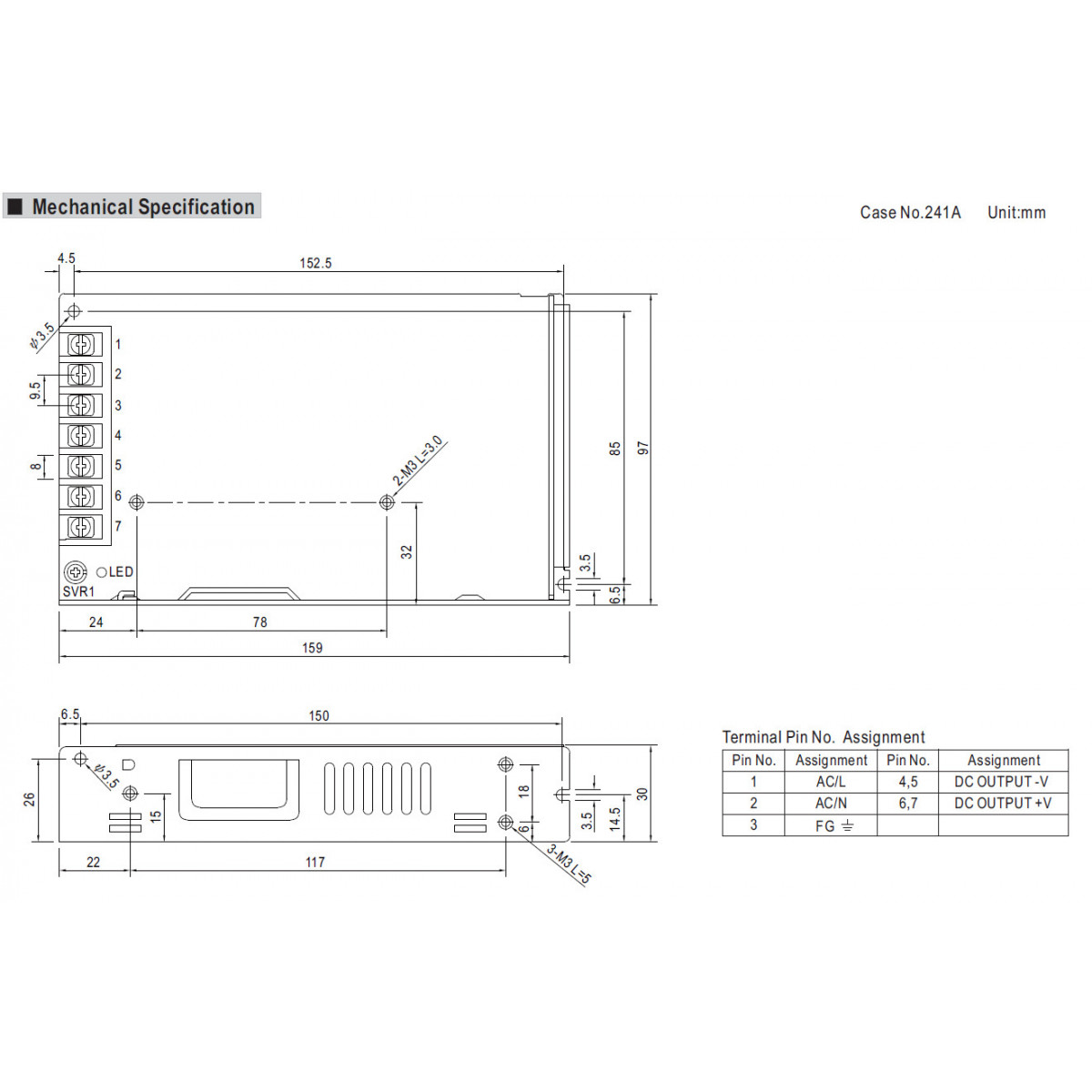 MEANWELL>> Alimentation à découpage – 1 sortie – 150W 12V 12.5A- LRS-150-12