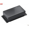 Black plastic container 122x72x36 mm opening 4 screws, can be fixed to the wall