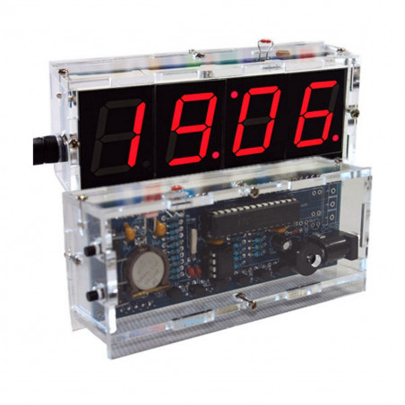 KIT Digital USB microcontroller clock with 7 segments display, alarm clock and case