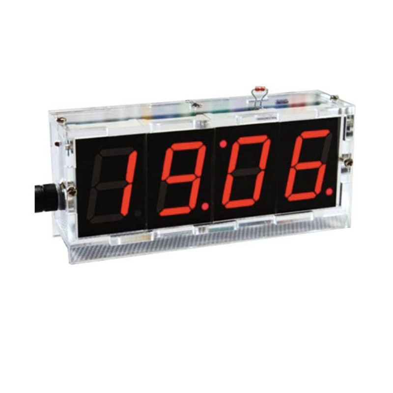 Kit Horloge Numérique DIY à Écran LED 4 Chiffres - Affichage Heure/Température - Fonction Alarme - Coque Transparente