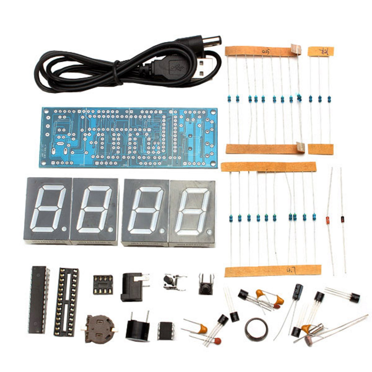 Kit Horloge Numérique DIY Écran LED 4 Chiffres Avec Coque Transparente - Affichage Température Et Alarme (Rouge)