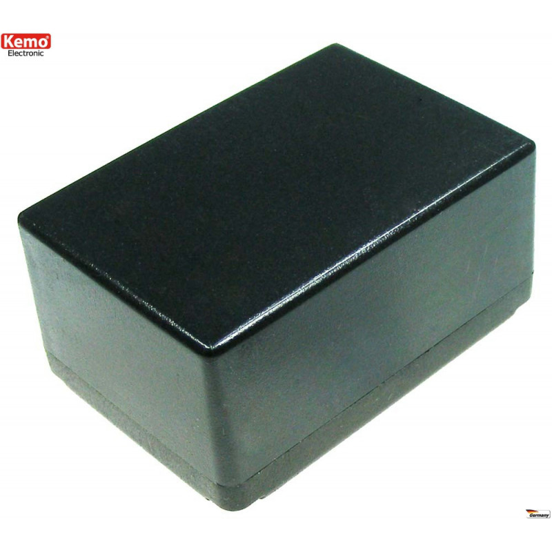 Mini black plastic container 72x50x35 mm opening 4 screws