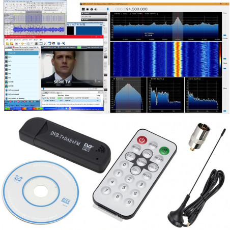 KIT Llave USB SDR RTL2832U + R820T 24-1850MHz RF DVB-T AM FM DAB + software