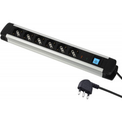 Power strip Alu-Line 6 Schuko +10/16 A places with Electraline