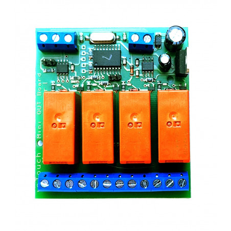 MODBUS RTU Mini OUT 4 output relè SPDT 16A su bus RS485 modulo DIN