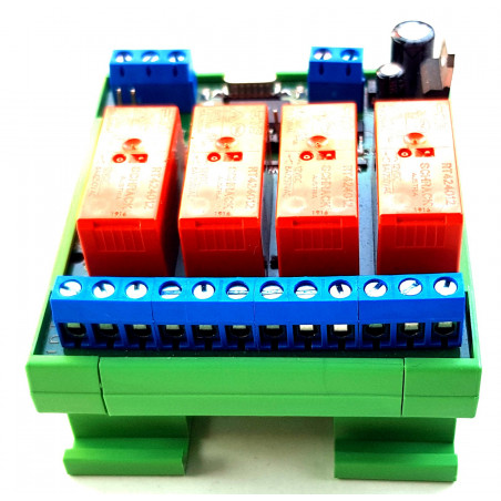 MODBUS RTU Mini OUT 4 output relè SPDT 16A su BUS RS485 modulo DIN