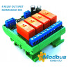 MODBUS RTU Mini OUT 4 output relè SPDT 16A su BUS RS485 modulo DIN