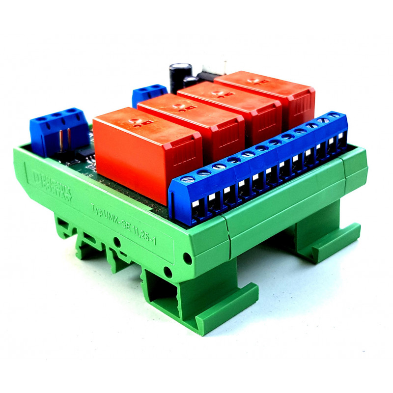 MODBUS RTU Mini OUT 4 salidas de relé SPDT 16A en módulo BUS RS485 DIN