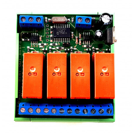 MODBUS RTU Mini OUT 4 output relè SPDT 16A su BUS RS485 modulo DIN