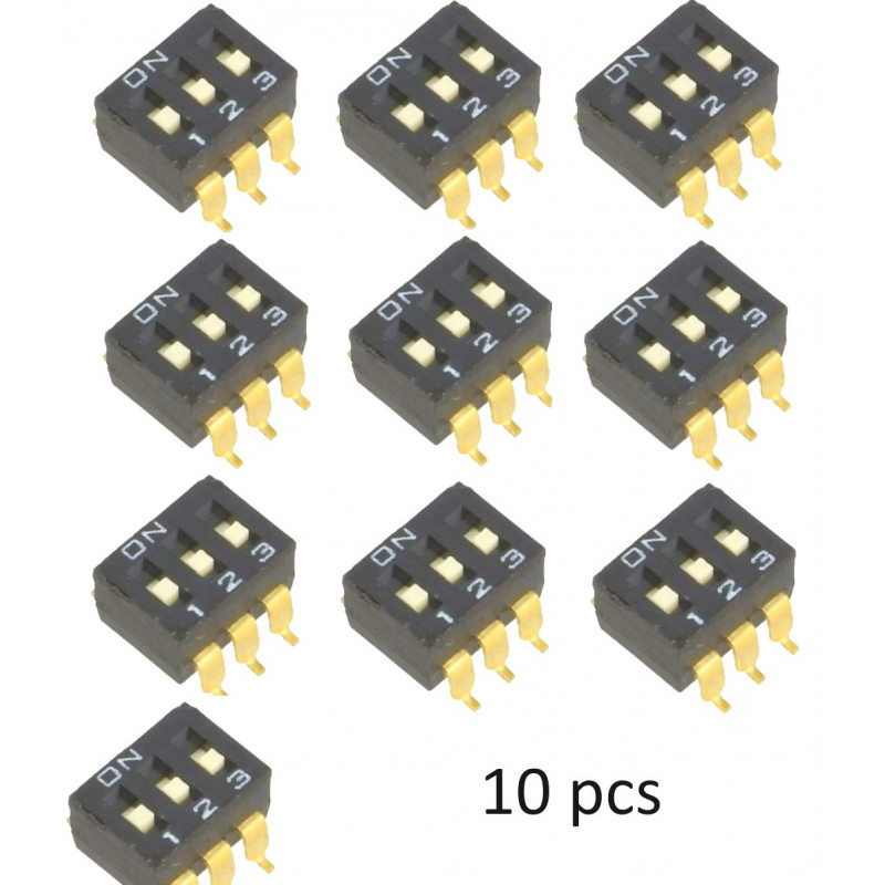 10 PIECES DIP-SWITCH SMD 3P ON-OFF A6S-3102-H OMRON OCB