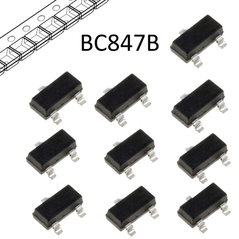 10 PEZZI BC847B.215 NEXPERIA Transistor NPN bipolare SOT23 45V 0,1A in nastro