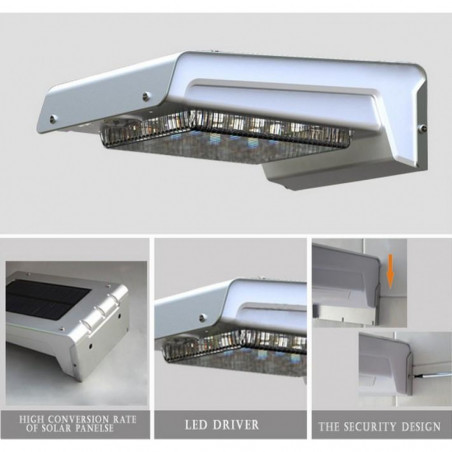 Lampada LED Solare intelligente a Muro da Esterno con Sensore di Movimento