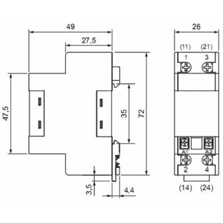 Modulo relè DPST-NO 25A 400V AC DC bobina 230V AC modulo barra DIN