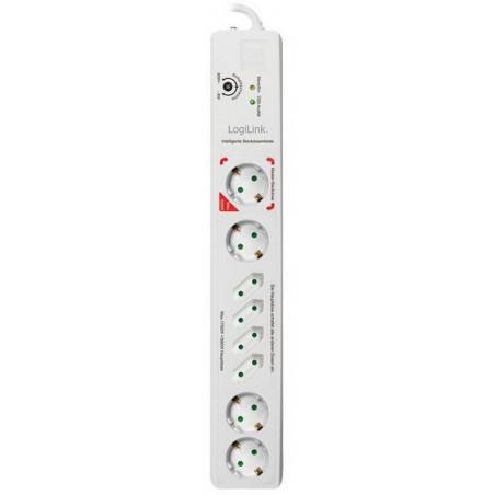 Multi-socket Master Slave 4 Schuko + 4 Italian White Économie d'énergie