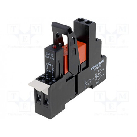 DPDT 8A 250V AC relay module with 24V DC coil with DIN rail support socket