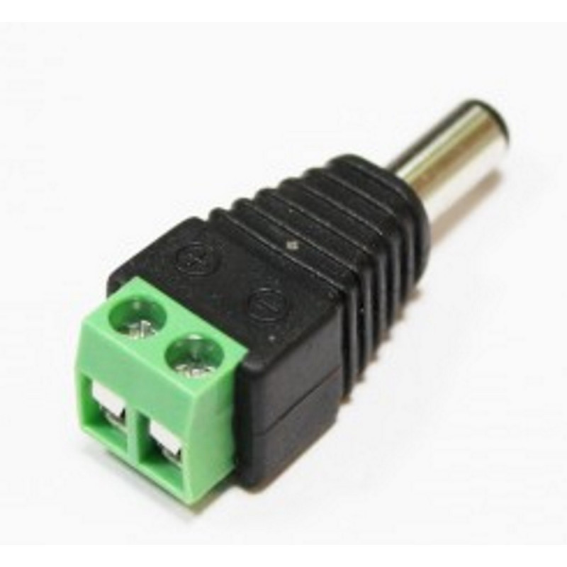Standard male DC plug adapter with 2 screw terminals