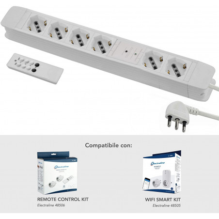 Remote controlled power strip 61902 with 2 permanent sockets + 4 remote controlled sockets