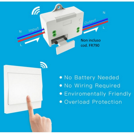 Transmisor de pared inalámbrico de 2 canales autoalimentado para receptor de radio FR790