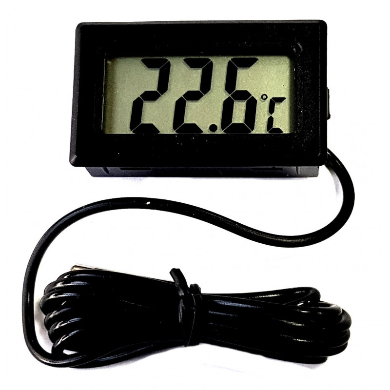 Termómetro de panel digital -20 ° C + 70 ° con sonda a batería de 1 m Termómetro de panel digital -20 ° C + 70 ° con sonda a batería de 1 m