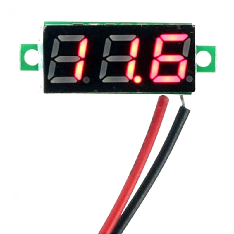Mini Voltmetro display luminoso ROSSO  misura 2,5-30 V 2 fili
