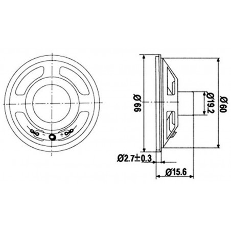 Altavoz 2 W / 8 ohmios - Ø 66 mm