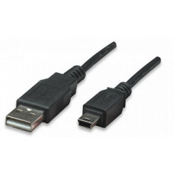 Cable USB 2.0 A Macho / Mini B 5 Pines Macho 1.8m Negro