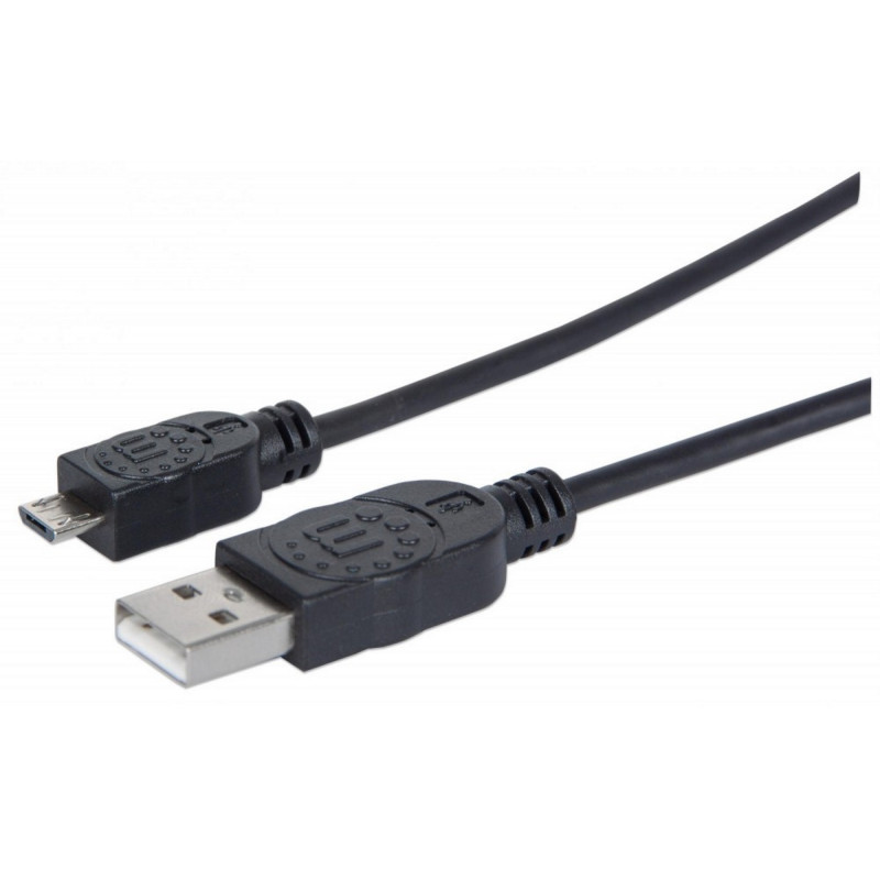 USB 2.0 Kabel A Stecker / Micro B Stecker 1,8m Schwarz
