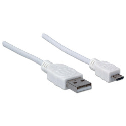 USB 2.0 Kabel A Stecker / Micro B Stecker 1,8m Weiß