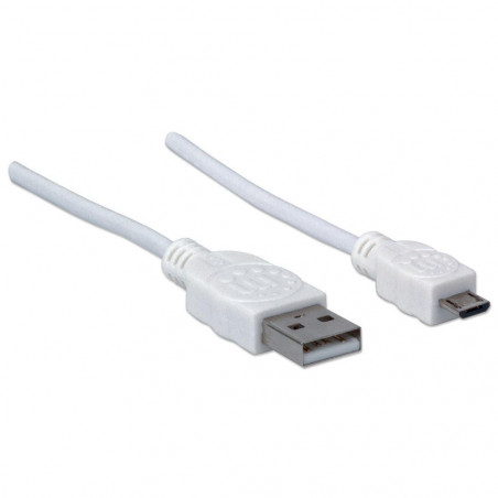Cable USB 2.0 A macho / Micro B macho 1.8m Blanco