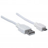 Cable USB 2.0 A macho / Micro B macho 1.8m Blanco