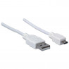 Câble USB 2.0 A mâle / Micro B mâle 1,8 m Blanc