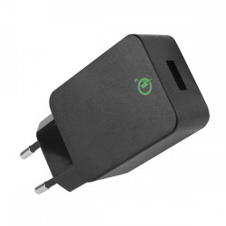 Cargador USB 3A Quick Charge 3.0 Enchufe europeo 2pin Negro