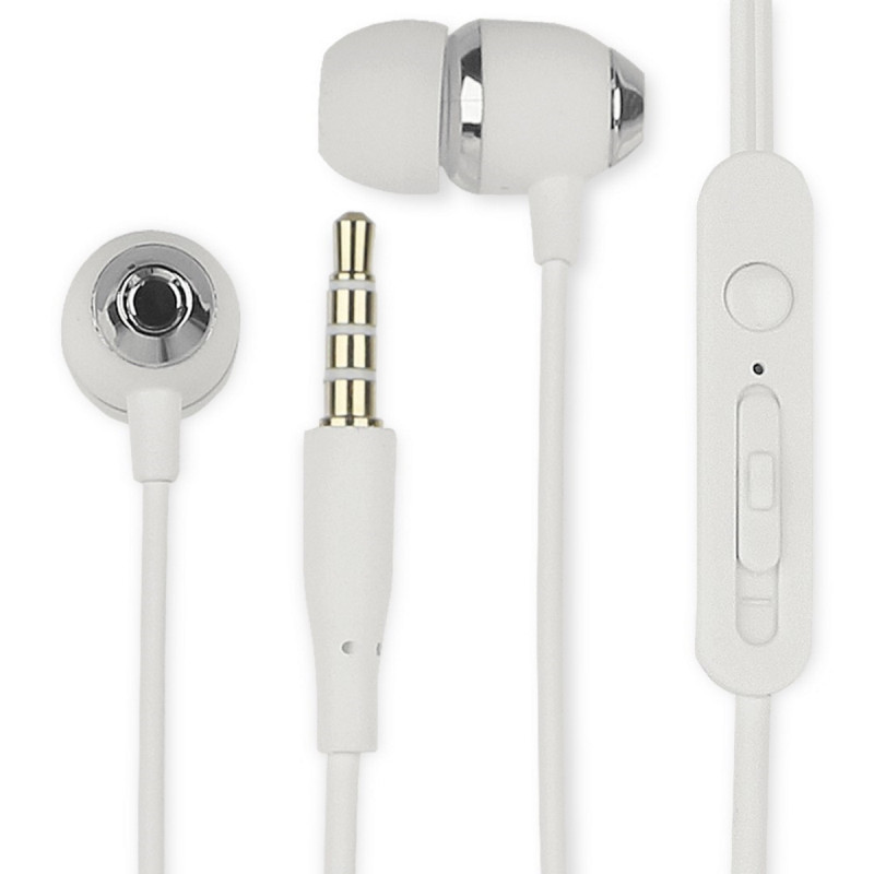 Auriculares Audio 3.5 "con Control de Volumen de Micrófono V5 Blanco