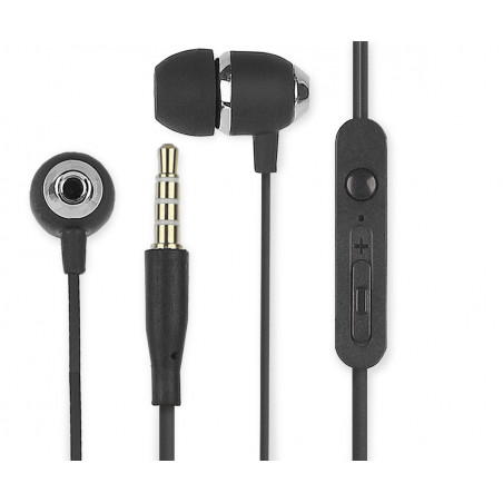 Auriculares Audio 3.5 "con Control de Volumen de Micrófono V5 Negro
