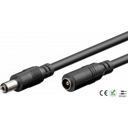 Cable de alimentación Enchufe de extensión DC 2.1 mm 3m Negro Macho Hembra
