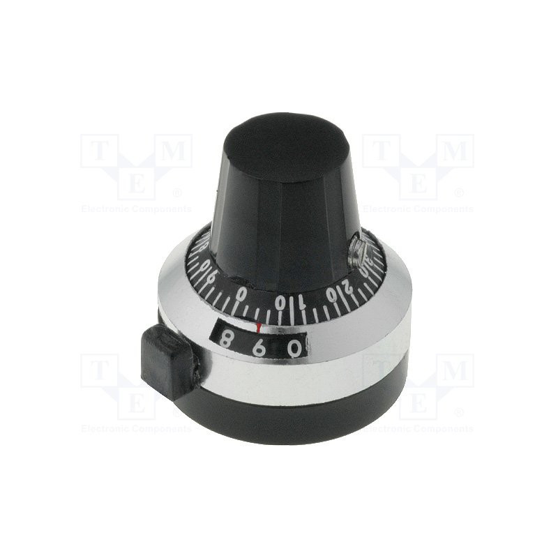 Precision knob for potentiometer 100 notches / turn with block Ø46 x 25mm